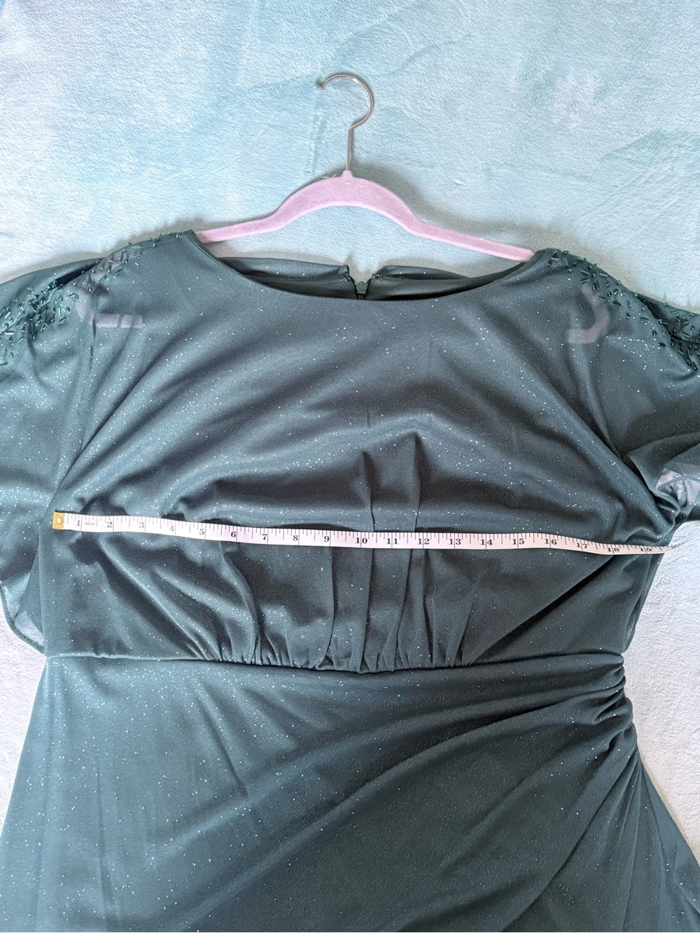 NWOT Emerald Green Sparkle Evening Dress Bridesmaid MOTB Gala Formal Full Length - Picture 12 of 13